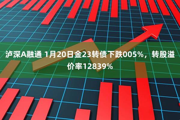 泸深A融通 1月20日金23转债下跌005%，转股溢价率12839%