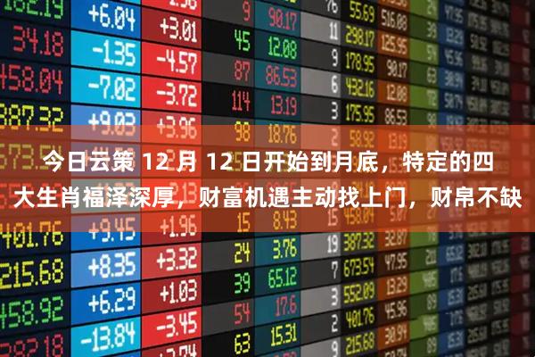 今日云策 12 月 12 日开始到月底，特定的四大生肖福泽深厚，财富机遇主动找上门，财帛不缺