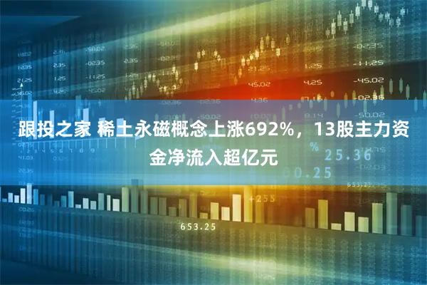 跟投之家 稀土永磁概念上涨692%，13股主力资金净流入超亿元